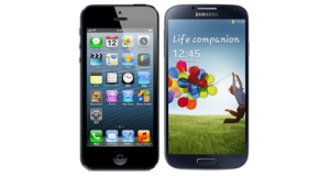 Galaxy S IV ao lado do iPhone 5